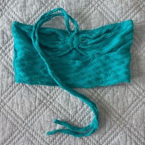 Turquoise Textured Bandeau Top